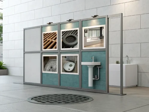 A bathroom sink and floor drain backing up are common signs of a main sewer line clog.