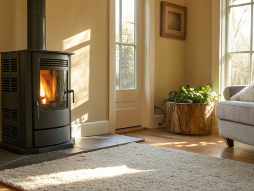 A new furnace after a professional installation in a residential home.