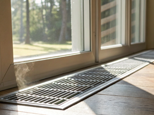 Checking the airflow from a floor vent when an AC unit is not cooling.