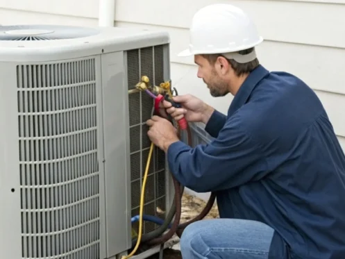 Professional installation of a 3 ton AC unit, a key part of the replacement cost.