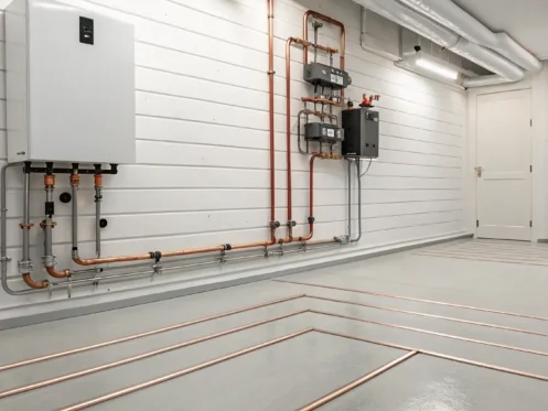 A tankless water heater in need of emergency repair or replacement.