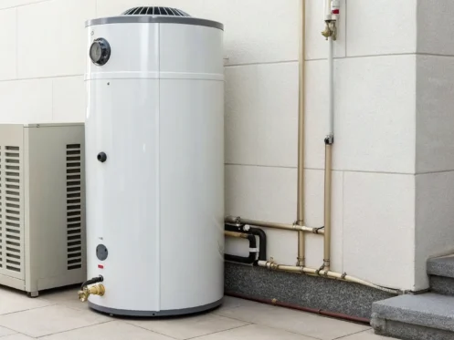 A heat pump water heater installed, a key investment for reducing home water heating costs.