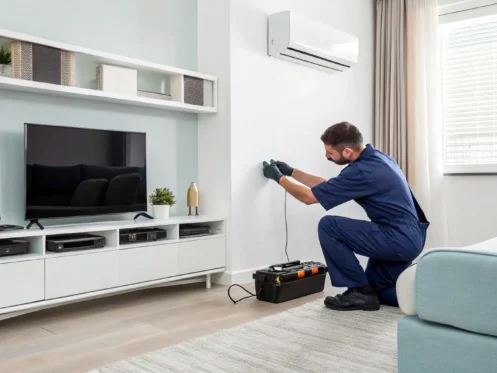 How much an emergency AC repair costs with a technician working on a broken unit.