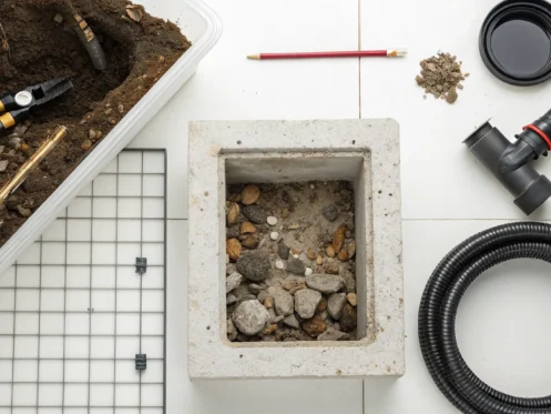 Tools and debris from a main sewer line clog repair, a key part of the total cost.