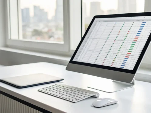 A residential HVAC service price list on a computer screen.