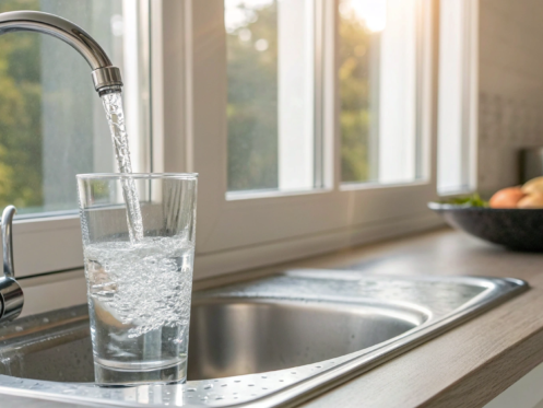 A successful water softener installation provides clear, soft water from a kitchen faucet.