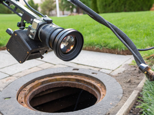 A sewer camera inspection of a home's main sewer line.