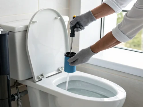 Cleaning a toilet fill valve to fix a toilet that won't stop running.